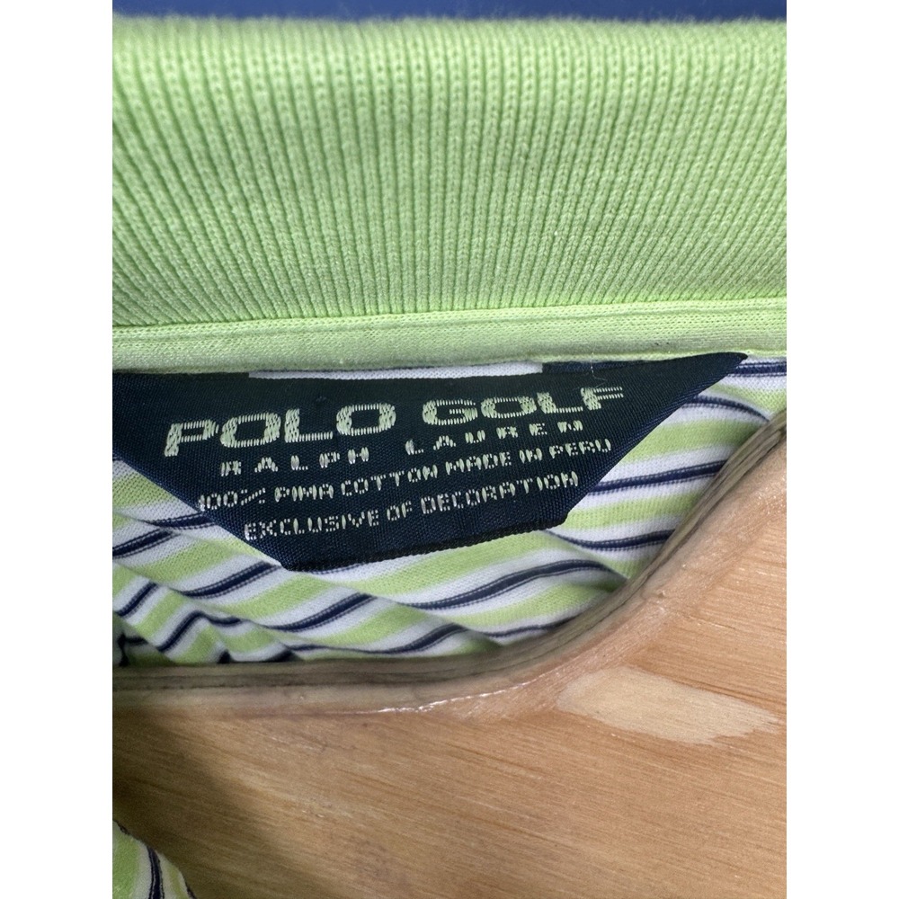 Polo Golf Ralph Lauren Sea‎ Island Green Striped Polo Shirt Cotton Men's Size M - Picture 5 of 8